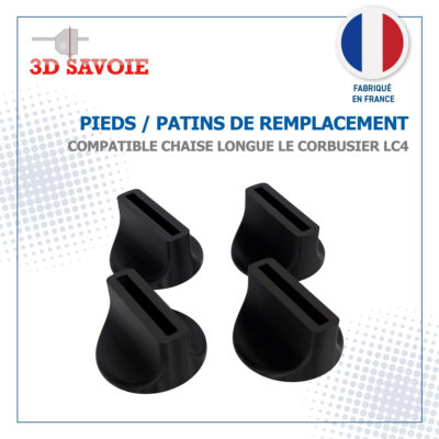Pieds / Patins de remplacement compatible Chaise longue LE CORBUSIER / CASSINA LC4 (Lot de 4)