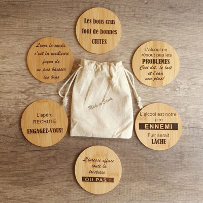 Dessous de verres (x6) en bambou Personnalisés