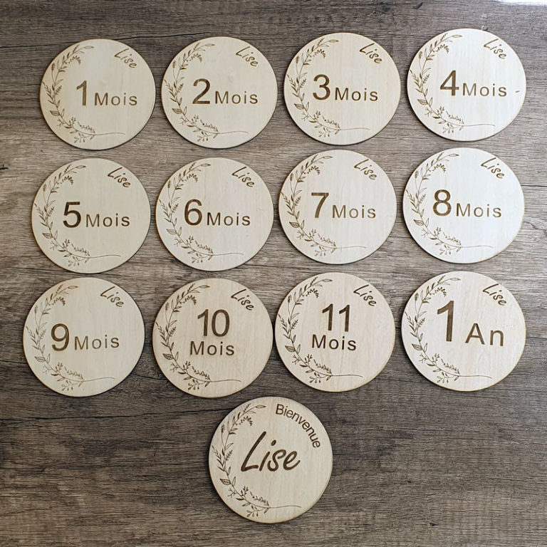 Cartes de naissances personnalisée en bois gravure laser par 3D SAVOIE