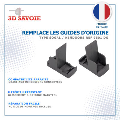 Lot de 4 guides hauts pour porte coulissante de placard compatible SOGAL / KENDOORS