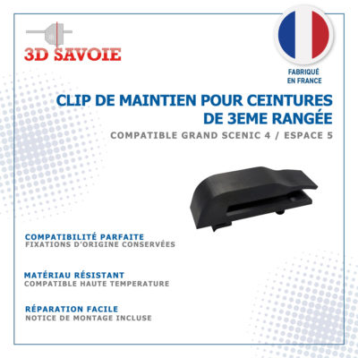 Clip de ceinture de sécurité pour Renault Grand Scenic IV (4) et Espace V (5) – 7 places – 3ème rangée