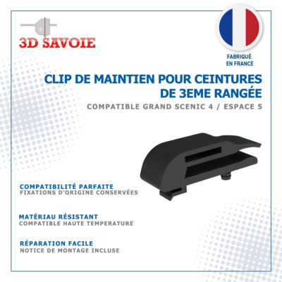 Clip de ceinture de sécurité pour Renault Grand Scenic IV (4) et Espace V (5) – 7 places – 3ème rangée