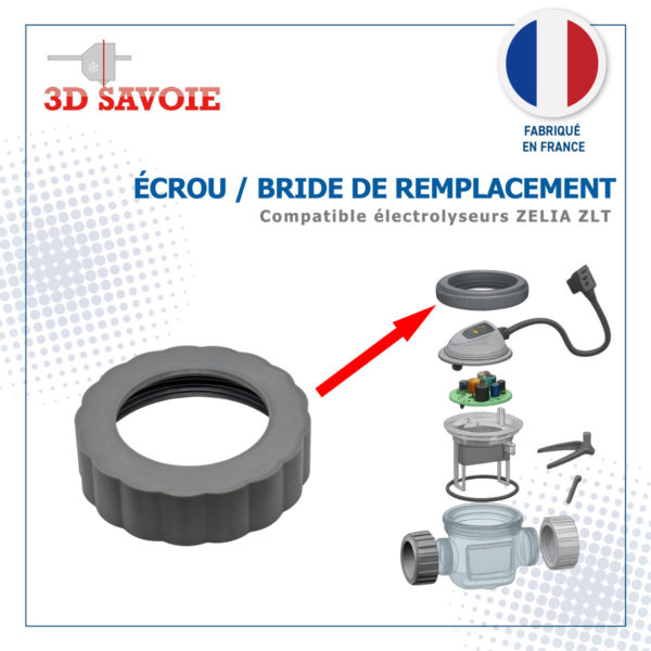 écrou ou bride de réparation pour électrolyseur Zelia ZLT 50 et autres modèles vue éclatée